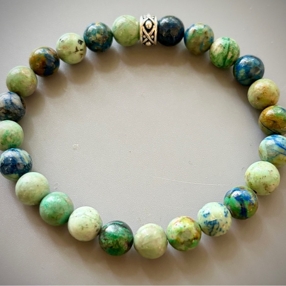 Natural Blue Green Quantum Quattro Handcrafted Bead Bracelet - Picture 4 of 4